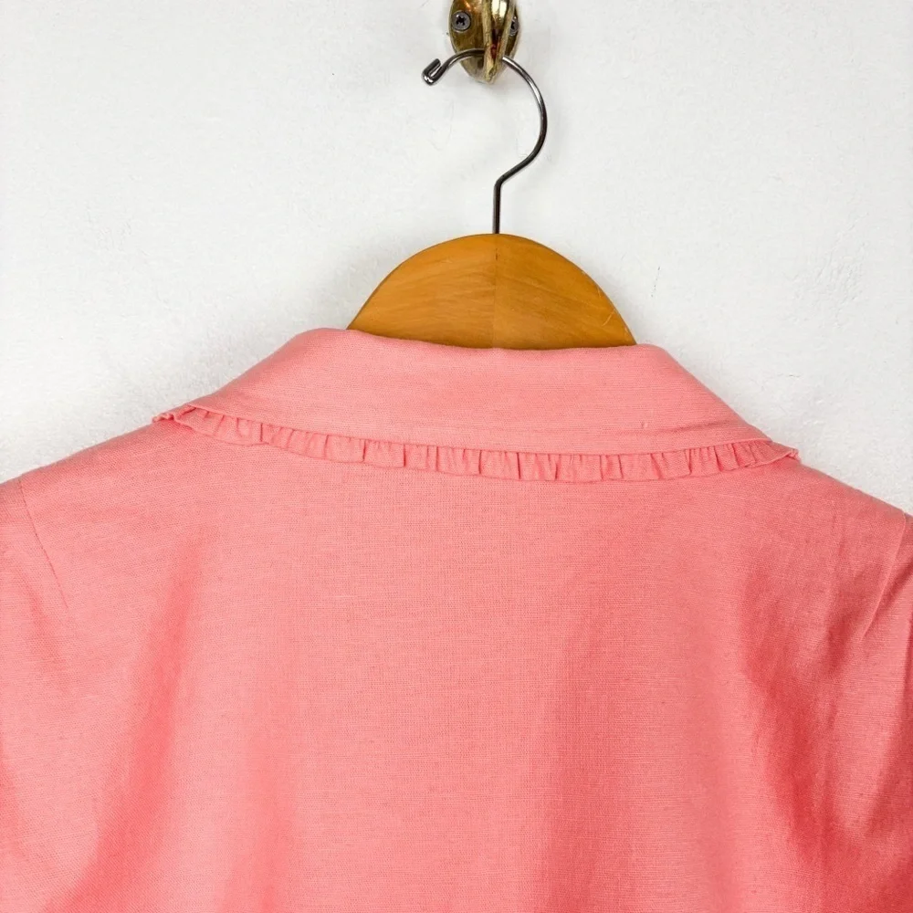 NWT For Love & Lemons Pink Linen Blend Cropped Blazer Sz M - Picture 4 of 10